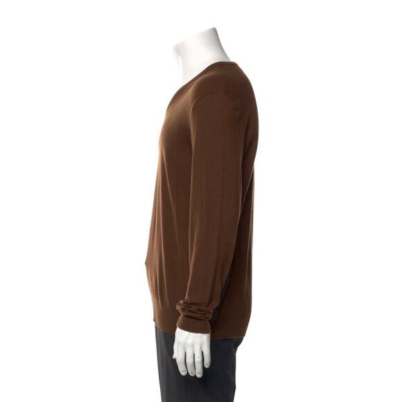 Ralph Lauren Purple Label 100% Cashmere V Neck Sweater L Brown Men’s Ribbed Cuff - Picture 2 of 8